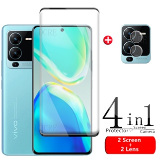 4 IN 1 ฟิล์มกระจกนิรภัยกันรอยหน้าจอ แบบเต็มจอ สําหรับ Vivo V25 Pro V25Pro Vivo V25Pro