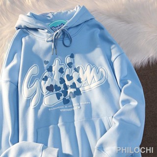 WEYWOT sky blue เสื้อคู่รักหวาน 2022 ฤดูใบไม้ร่วงใหม่แบรนด์อินเทรนด์หลวมลมวิทยาลัย top coat