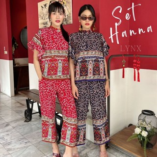 THONGYOY-set hanna lynx ชุดเซ็ทกางเกงลายดอก เซ็ทกางเกงคอตั้ง ชุดกางเกงลายสวย ชุดกางเกงออกงาน เซ็ทกางเกงแฟชั่น ชุดทำงาน