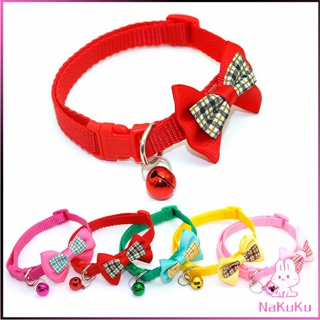 NKK ปลอกคอโบว์น่ารัก + กระดิ่ง เลือกสีได้ สายปรับได้ยาว Pet collar