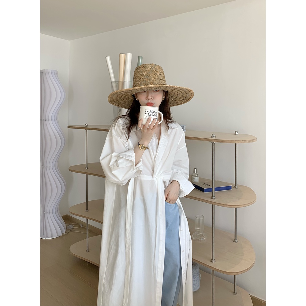พร้อมส่ง ! white minimal longshirt C3640 เดรสยาว เดรสยาวมินิมอล