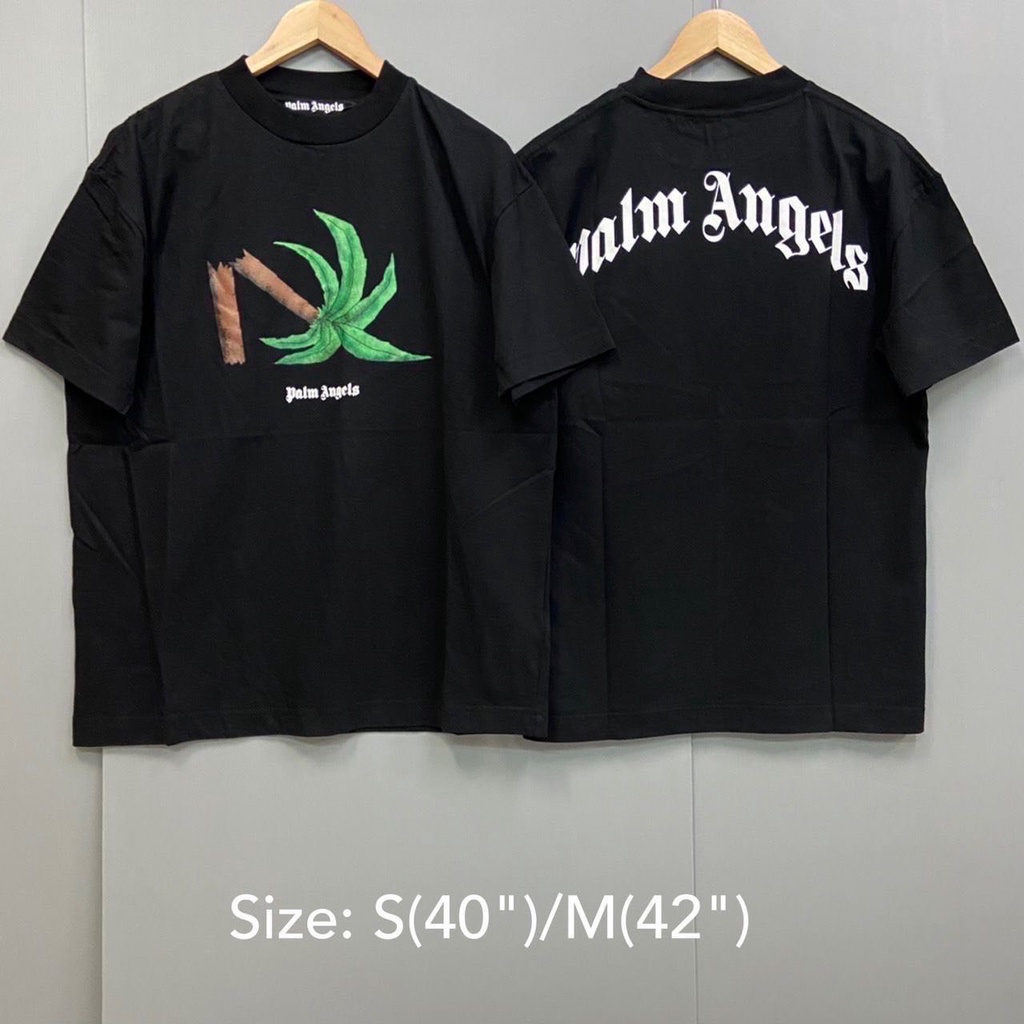 🔆สอบถามStockก่อนกดสั่ง Palm Angels t-shirt เสื้อยืด เสื้อ tee สีดำ ต้นมะพร้าว หัก unisex เสื้อ ปาล์ม แองเจิง ของแท้