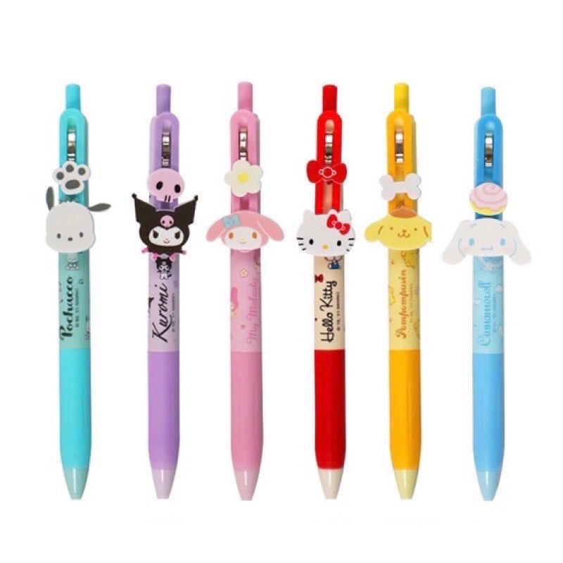🌈 พร้อมส่ง 🌈 ปากกา Sanrio 6 ลาย รุ่นหนีบได้ ปากกาเจลสีดำ หมึกเจลเลือกสี หัวปากกาขนาด 0.5 มม. เครื่องเขียน