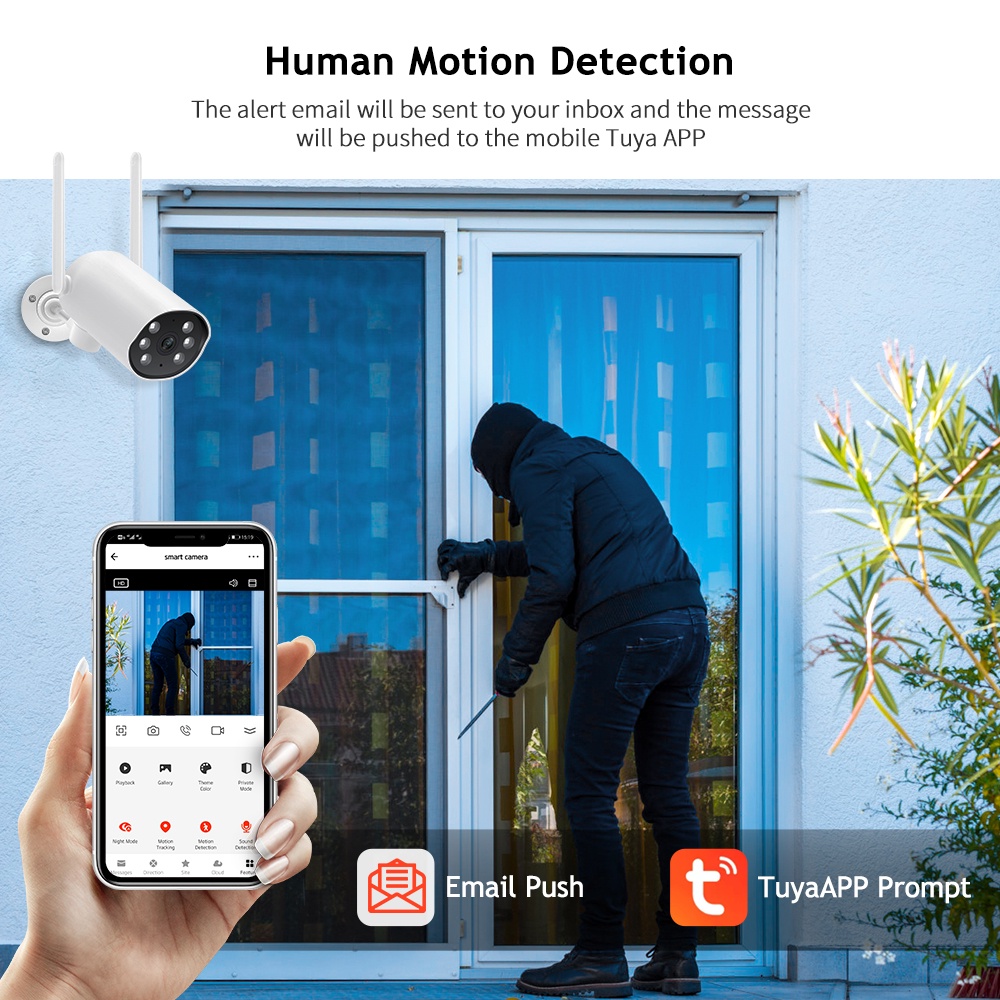 Techage Wifi Camera CCTV 3MP smart Humanoid Detection wireless ...