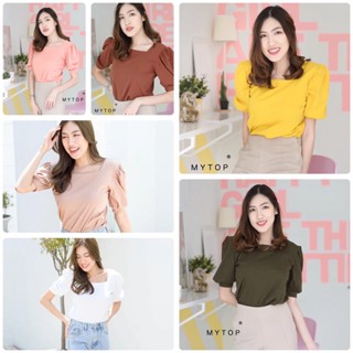 พร้อมส่ง เสื้อแฟชั่นผู้หญิงแขนตุ๊กตา แขนจั้ม คอเหลี่ยม ผ้าคอตตอน สวยมาก เสื้อดูมีลูกเล่น ใส่ทำงานก็สวย ใส่เที่ยวก็ยังได้