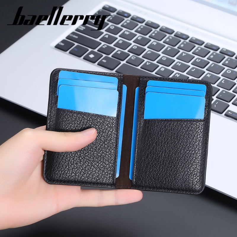 แบลเลอร์รี่ ใหม่ผู้ชายผู้ถือบัตรหลายช่องกระเป๋าสตางค์บางเรียบง่ายสําหรับผู้ชายบัตรหนีบ