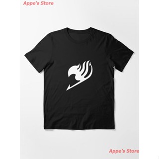 แฟรี่เทล เสื้อยืดอนิเมะ Fairy Tail Logo, Handmade, White And Black Essential T-Shirt เสื้อยืดพิมพ์ลาย เสื้อ9、