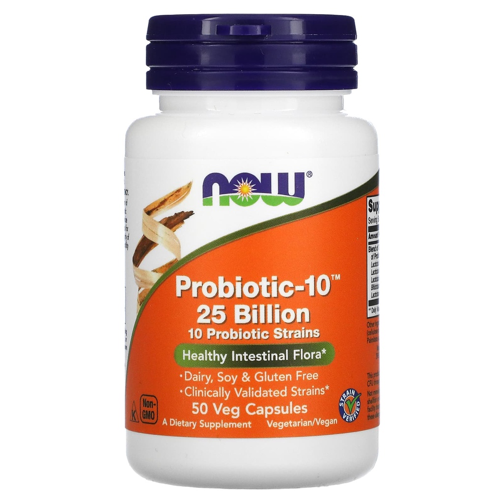 NOW Foods, Probiotic-10, 25 Billion, 50 Veg Capsules/100 Veg Capsules