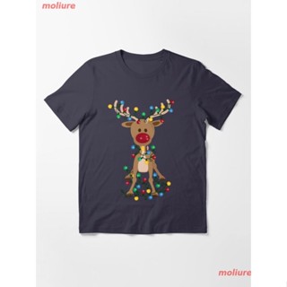 เสื้อตราหานคู่ เสื้อยืดสีขาว Christmas Adorable Reindeer Essential T-Shirt เสื้อยืดพิมพ์ลาย Tee