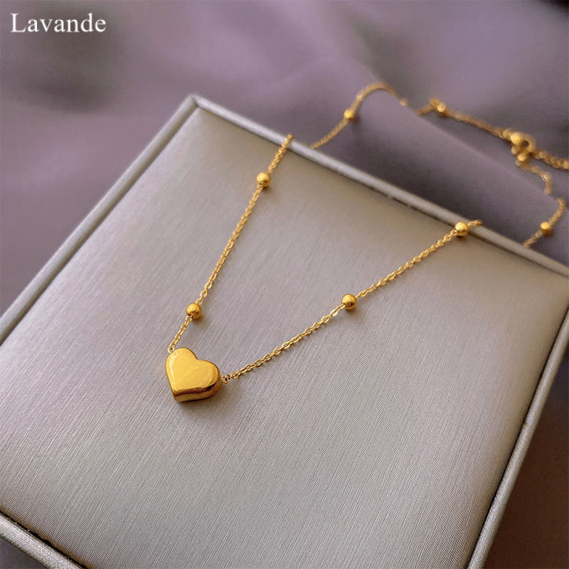 LAVINDE ญี่ปุ่นเกาหลี Classy ลูกปัด Love จี้สร้อยคอหญิงแฟชั่น Niche Design รู้สึกไทเทเนียมเหล็กเครื่