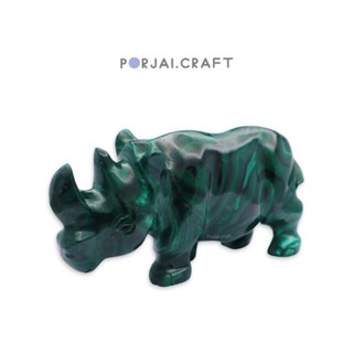 Malachite carving rhino มาลาไคต์แกะสลักรูปแรด