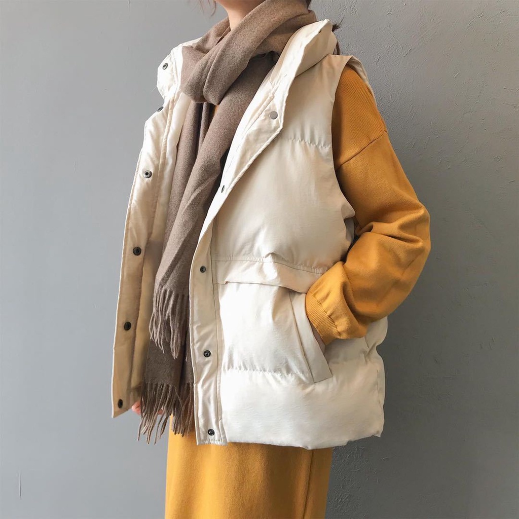Cotton vest women's autumn and winter new Korean version loose cropped cotton-padded vest bread vest