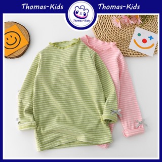 [THOAMS Kids] เสื้อยืดลําลอง แขนยาว ผ้าฝ้าย ลายทาง แฟชั่นฤดูใบไม้ผลิ ฤดูใบไม้ร่วง สําหรับเด็กผู้หญิง อายุ 1-6 ปี