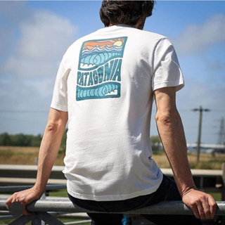 เสื้อยืดเด็กผช เสื้อยืดเกาหลี☏■เสื้อยืดแขนสั้นลายจุด Patagonia Retro Retro สไตล์ญี่ปุ่นสำหรับ Men