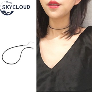 Skycloud สร้อยคอเชือกหนัง สีดํา สําหรับผู้หญิง เด็กผู้หญิง กระดูกไหปลาร้า โซ่มินิมอล แฟชั่นเกาหลี สร้อยคอสตริง หรูหรา ออกเดท เครื่องประดับ