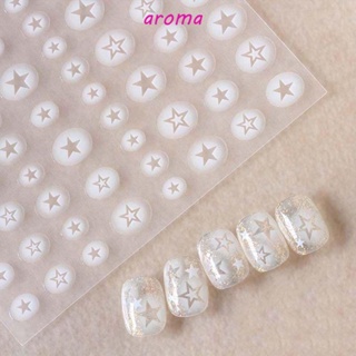 Aroma สติกเกอร์โปร่งแสง รูปดาวห้าแฉก หัวใจ ผีเสื้อ สําหรับตกแต่งเล็บ