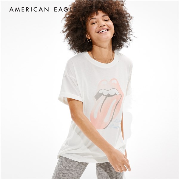 ลายน่ารัก ✤▲American Eagle Oversized Rolling Stones Graphic T-Shirt เสื้อยืด ผู้หญิง โอเวอร์ไซส์ กราฟฟิค( WGR 037-1142-1
