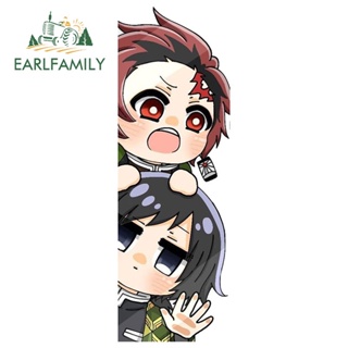 Earlfamily สติกเกอร์ Pvc ลายอนิเมะ Demon Slayer Chibi Peeker กันน้ํา สําหรับติดตกแต่งหน้าต่างรถยนต์ 13 ซม. x 4.3 ซม.