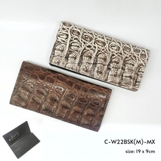 Prang Crocodile Leather Long Bi-fold Wallet กระเป๋าสตางค์สองพับยาว หนังจระเข้ C-W22BSK(M)-MX