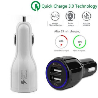 Quick Charger Car Charger 5V 9V 12V 3.1A Dual usb ports Fast Charging Adaptive Car charger adapter for samsung s6 s7 s8