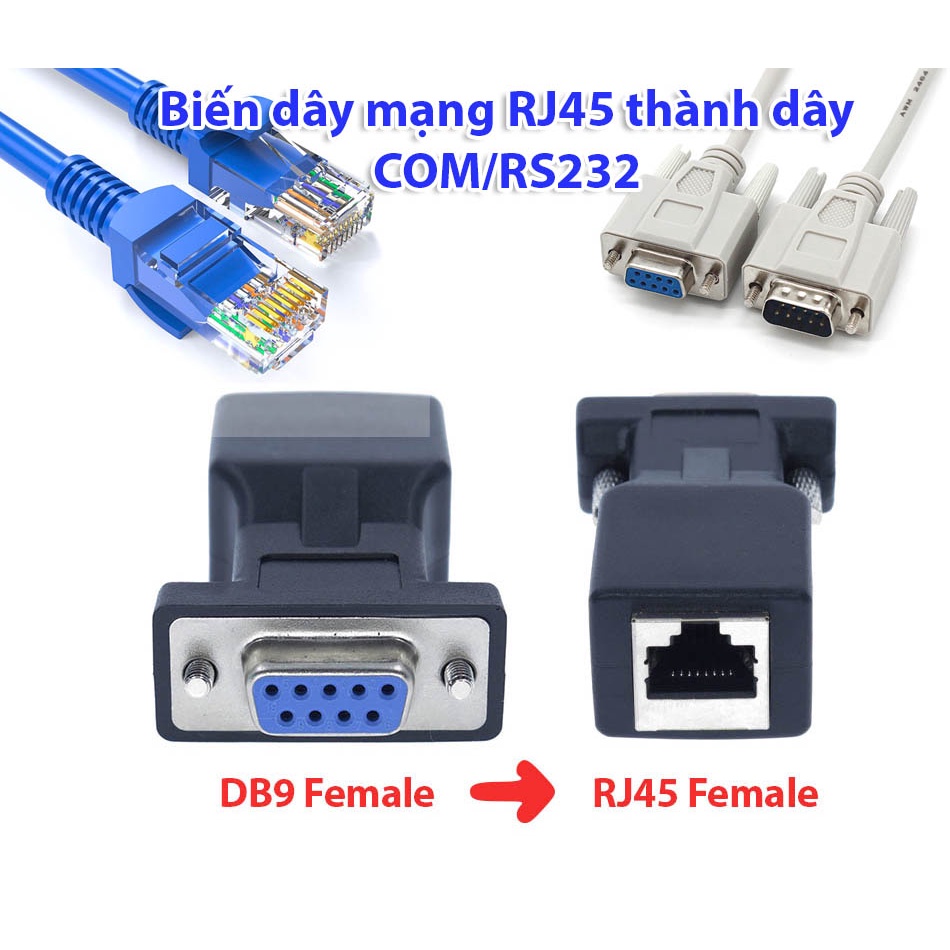 อะแดปเตอร์ DB9 Male, Female to LAN RJ45 กลายเป็นสายเคเบิล LAN ให้เป็นสายเคเบิล LAN ตรง/เส้นทแยงมุม C
