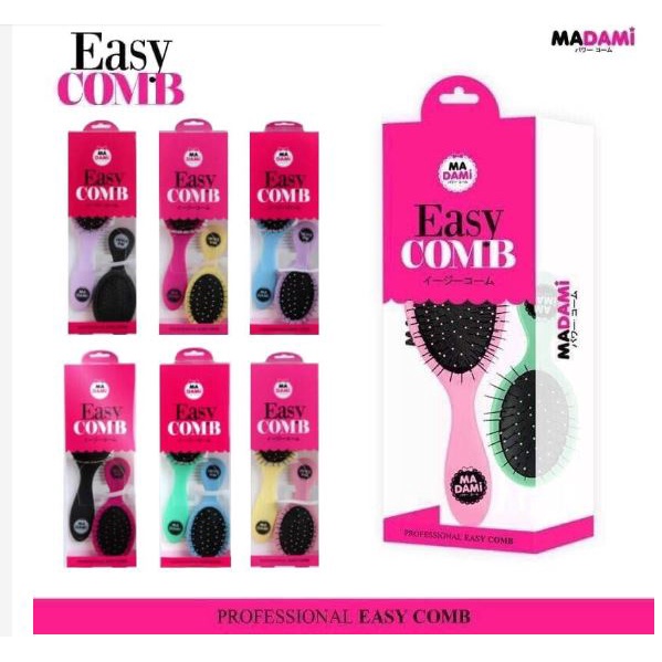 MADAMI easy comb หวีถนอมเส้นผม มาดามิ สีดำ ชมพู เขียว ฟ้า ม่วง เหลือง แถมหวีมินิ