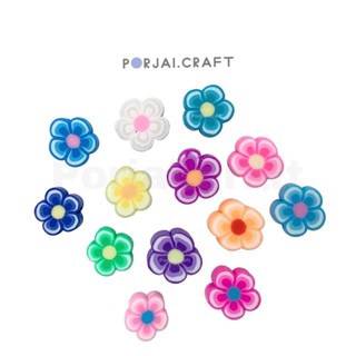 ลูกปัดดอกไม้ Polymer flower beads 10mm