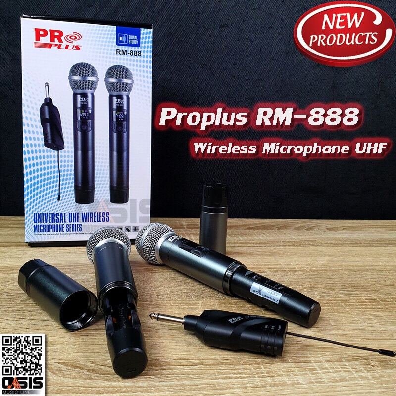 (ย่าน UHF ด้ามอลูมิเนียม) PROPLUS RM-888 ไมค์ลอย uhf ไมโครโฟนไร้สาย ไมค์ลอยพกพา ไมค์ร้องคาราโอเกะ pr