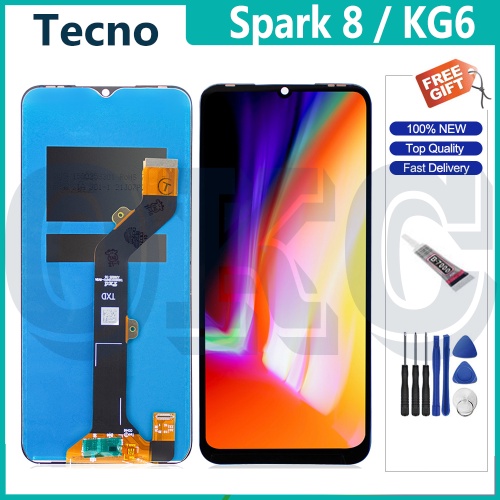 LCD สําหรับ Tecno Spark 8 KG6 KG6k จอแสดงผล LCD Touch Screen Digitizer อะไหล่ทดแทน LCD