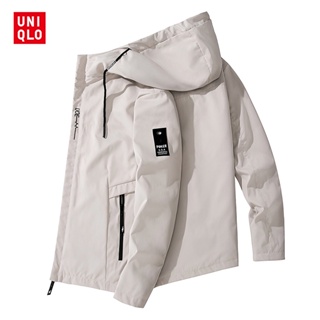 Uniqlo เสื้อแจ็กเก็ต มีฮู้ด สไตล์เกาหลี แฟชั่นฤดูใบไม้ร่วง