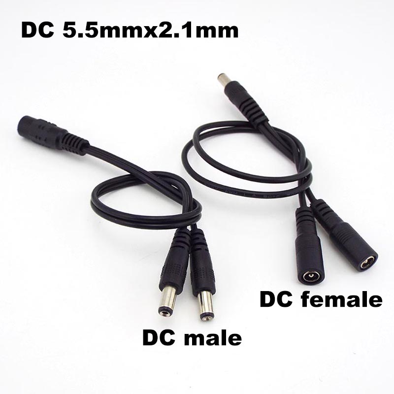 2 ทาง DC Power adapter สาย 5.5mmx2.1mm 1 ชาย 2 หญิง 2 ชาย Splitter connector ปลั๊กขยายสําหรับกล้องวงจรปิด LED strip light THH1