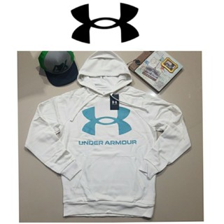 ของแท้... UNDER ARMOUR ผ้านุ่มมากกก ใส่สบาย สีขาวไอโวรี่ตัดโลโก้ฟ้า