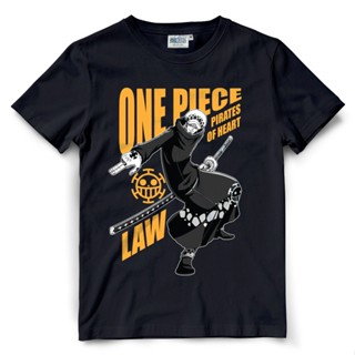 เสือยืดผู้ชาย เสื้อโอเวอร์ไซ เสื้อยืดวันพีช One piece 1257-LAW ( 2 สี / ดำ, เหลือง ) เสื้อยืดสีขาว