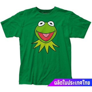 Impactเสื้อยืดแขนสั้น Impact Merchandising The Muppets Kermit Face Fitted Jersey Tee Impact Round neck T-shirt
