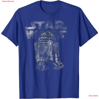 Tee เสื้อยืดแขนสั้น Star Wars R2-D2 Vintage Style Graphic T-Shirt C2 T-Shirt Short sleeve T-shirts