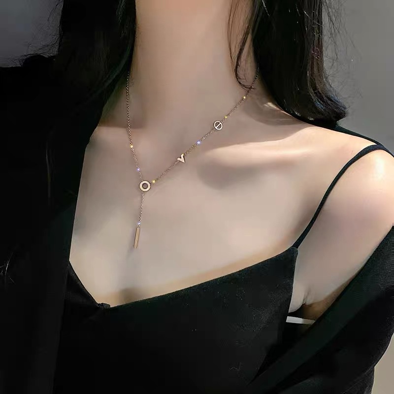 LAVINDE แฟชั่นเกาหลี Simple Rose Gold Letter love