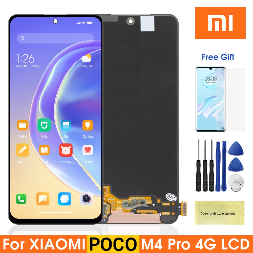 6.43& 39;& 39; Poco M4 Pro 4G พร้อมกรอบ, สําหรับ Xiaomi Poco M4 Pro MZB0B5VIN 2201117PI จอแสดงผล Lcd