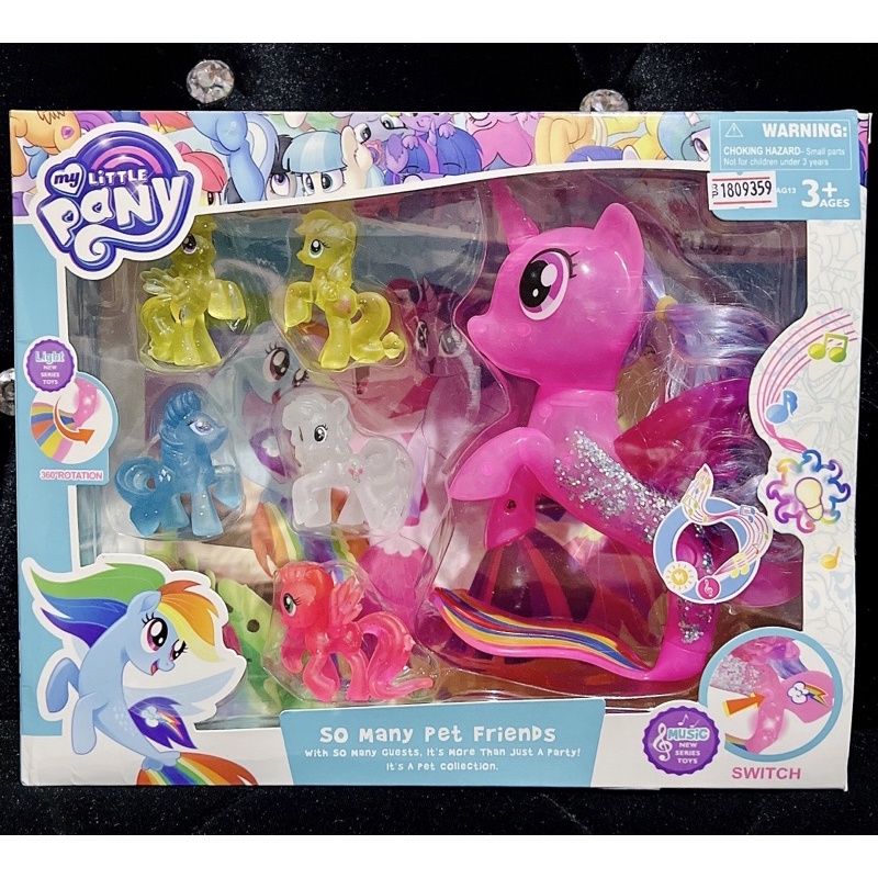 Pony ตุ๊กตาม้าโพนี่ มีเสียงเพลง มีไฟ ตัวใหญ่มีสีชมพู กับสีฟ้า ของเล่นเด็ก