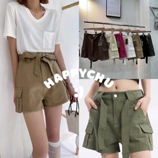 cargo short legs กางเกงขาสั้นเนื้อผ้ายีนส์ ทรงคาร์โก้สุดฮิต พร้อมเชือกผูกเอวสุดเก๋ มี 7 สี 🎈พร้อมส่ง🎈-รหัส302