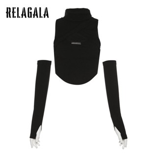 Relagala เสื้อกล้าม คอเต่า แขนกุด สีพื้น เซ็กซี่ แฟชั่นสําหรับผู้หญิง