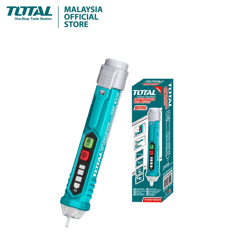 TOTAL ปากกาวัดแรงดันไฟฟ้า ปากกาวัดไฟ ปากกาเช็คไฟ 12V - 1000V แบบไม่ต้องสัมผัส รุ่น THT-29100026