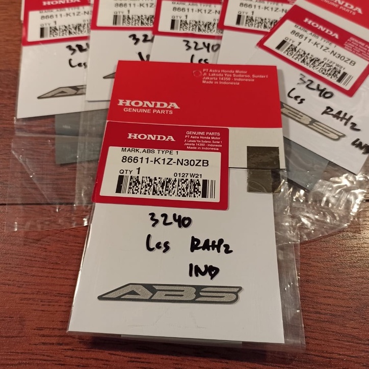 (PCX160 K1Z) HONDA ORIGINAL 68611K1ZN30ZB - ABS MARK LOGO STICKER TYPE 1 - อะไหล่ของแท้