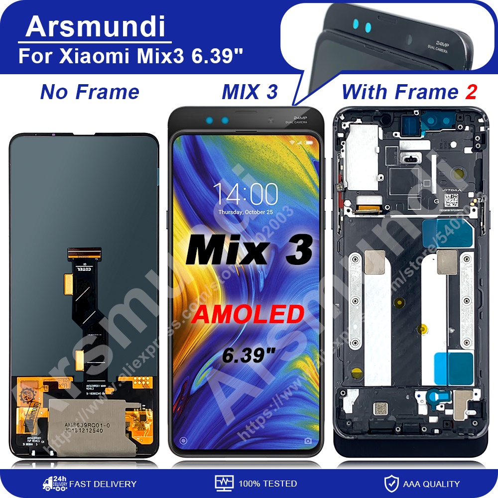 Super AMOLED For Xiaomi Mi Mix 3 Mix3 LCD Display Touch Screen Digitizer Assembly With Frame For Mi 