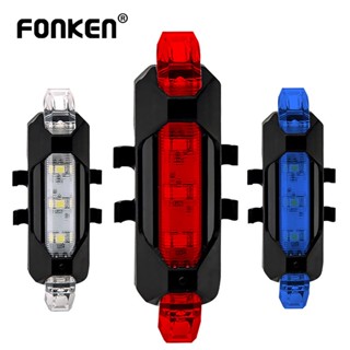 Fonken ไฟท้ายจักรยาน LED แบบชาร์จ USB หรือแบตเตอรี่ กันน้ํา แบบพกพา