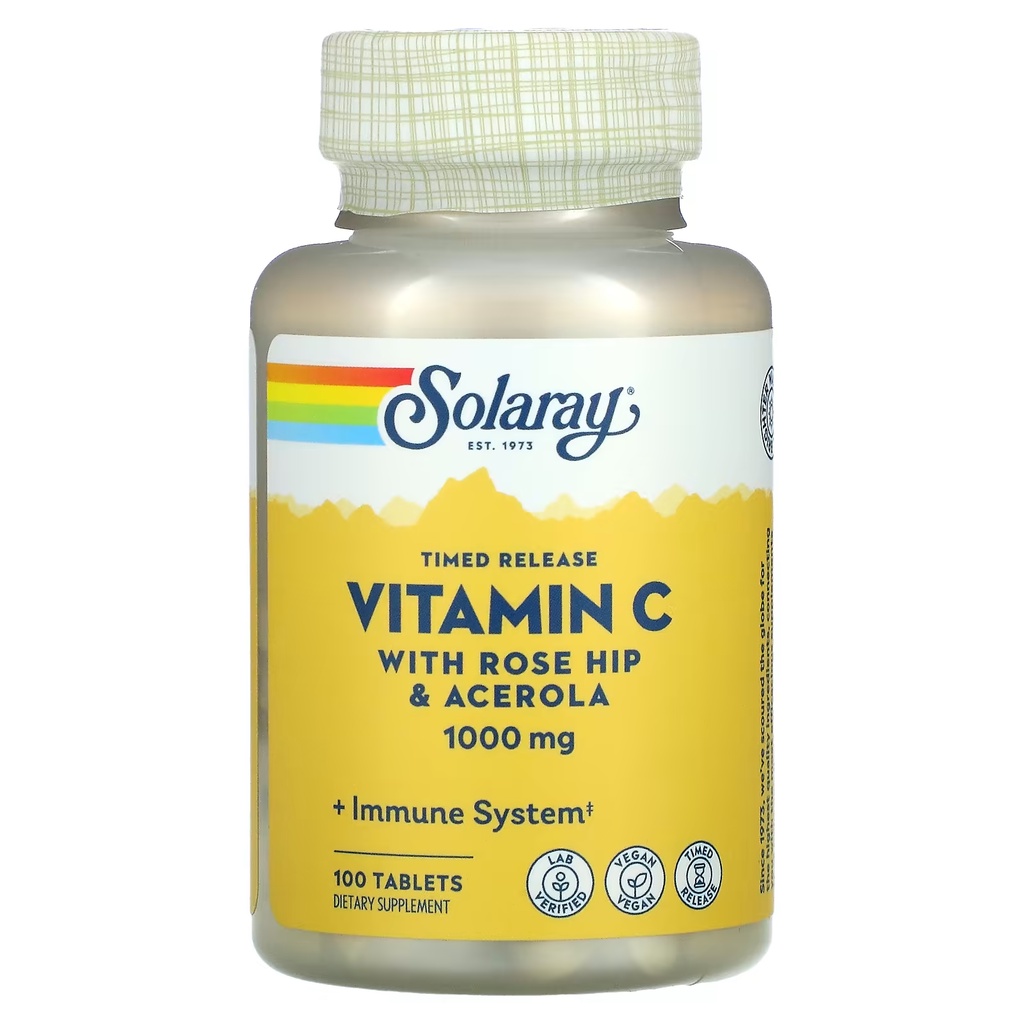 วิตามิน ซี 1000 มก. Vitamin C 1,000 mg Timed Release 100 Veg.  (as Ascorbic Acid, Acerola Cherry Solaray