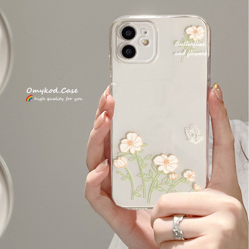 Omykod เคสโทรศัพท์มือถือแบบนิ่ม ใส ลายดอกไม้สีเหลือง ขนาดเล็ก เรียบง่าย สําหรับ iPhone 14 13 12 11 Pro Max X XR Xs Max 7 8 6 6S Plus SE
