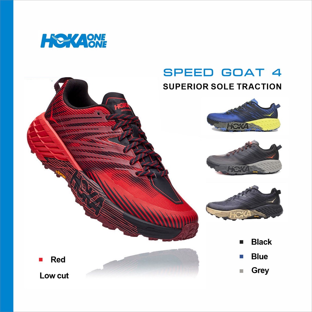 Hoka ONE ONE SPEEDGOAT 4 Fast Antelope คู่ V-soled Anti slip Off road รองเท้าวิ่งดูดซับแรงกระแทก