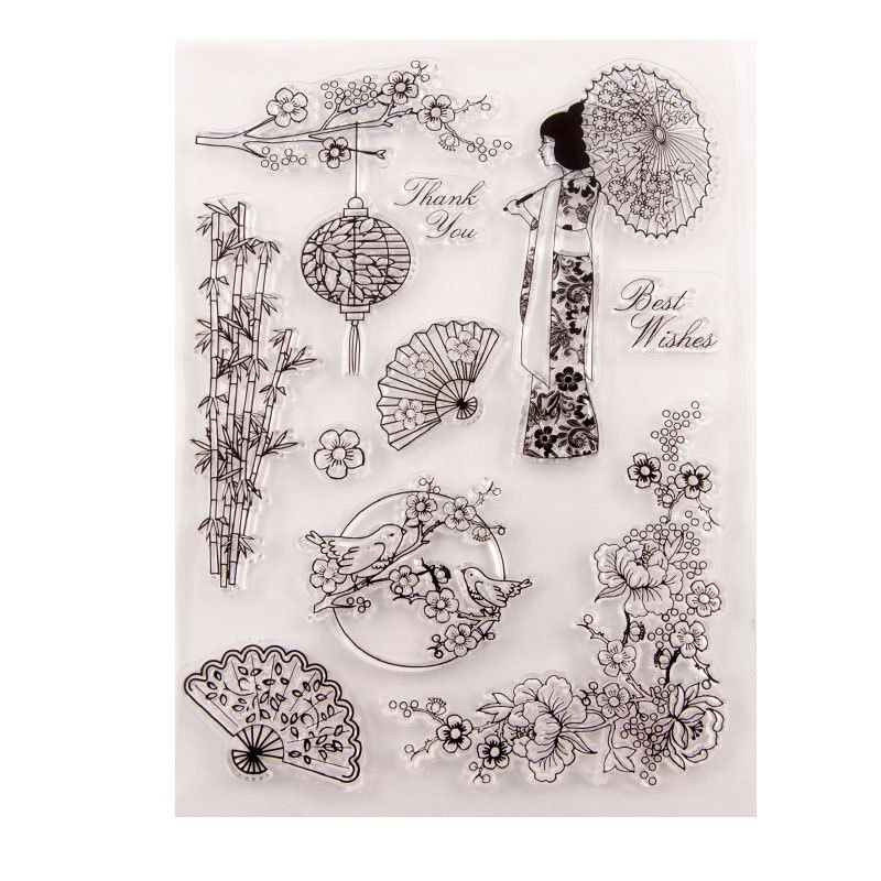Vinatge Girl Silicone Clear Seal Stamp DIY Scrapbooking ลายนูนอัลบั้มภาพ