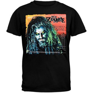 เสื้อขาว [สวมใส่ทุกวัน] ผู้ชาย Rob Zombie Hellbilly ฤดูร้อนเสื้อยืดแขนสั้น 100% ผ้าฝ้ายกิลแดน j-U