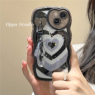 ใหม่ เคสโทรศัพท์มือถือนิ่ม กันตก ลายหัวใจ ประดับกลิตเตอร์เข้ม สําหรับ Apple Iphone 14pro Max 13 12 11 14pro X XR 14plus